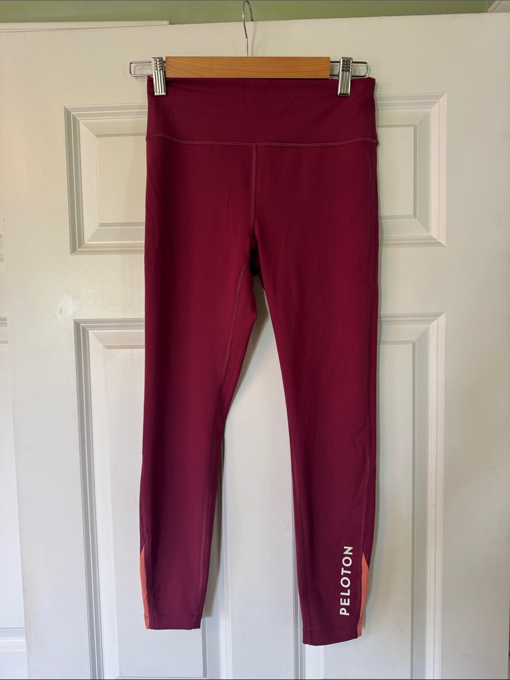 Peloton Maroon womens Active Leggings with Pink Accent
